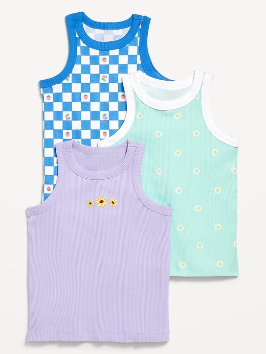 View large product image 1 of 1. Printed Fitted Tank Top 3-Pack for Girls