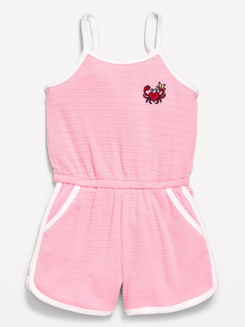 Sleeveless Textured-Knit Romper for Toddler Girls - Pink