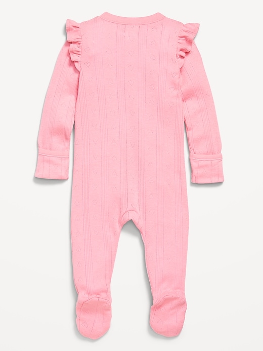 View large product image 2 of 3. 2-Way-Zip Sleep & Play Ruffled Footed One-Piece for Baby