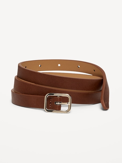 View large product image 1 of 1. Slim Faux Textured-Leather Belt for Women (0.75-inch)