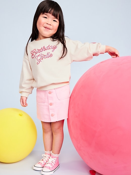 View large product image 1 of 5. Birthday French-Terry Graphic Sweatshirt for Toddler Girls