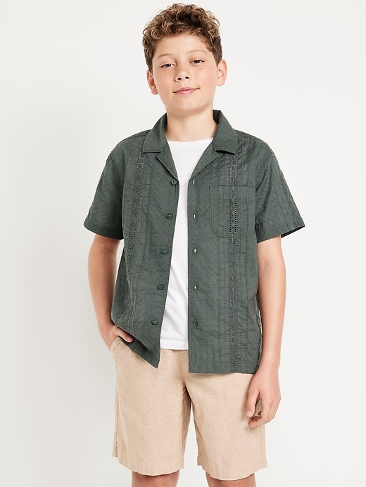 View large product image 1 of 3. Short-Sleeve Textured Pocket Shirt for Boys