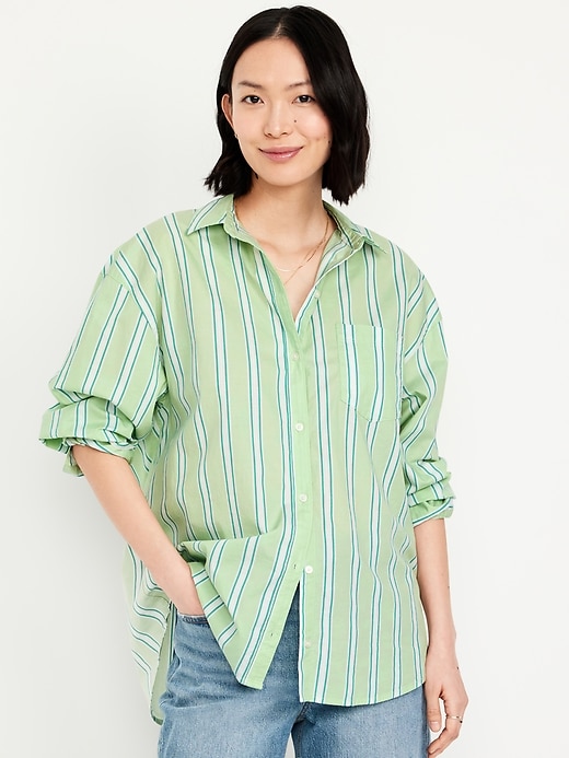 Image number 1 showing, Oversized Button-Down Boyfriend Shirt