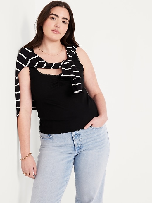 Image number 3 showing, Ribbed Cinched-Front Tank Top