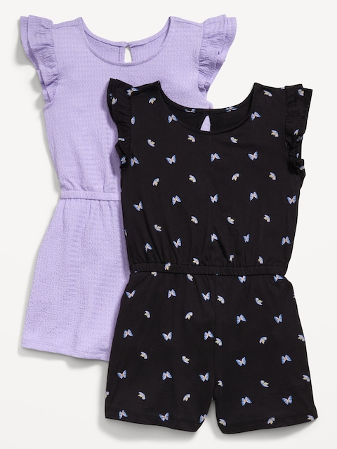 Ruffle-Trim Romper 2-Pack for Girls - Black Butterfly