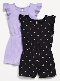Image number 1 showing, Ruffle-Trim Romper 2-Pack for Girls