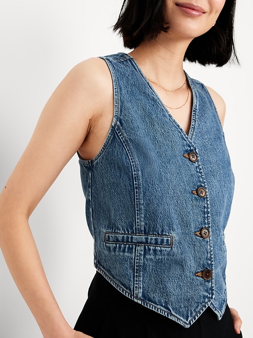 Image number 4 showing, Button-Front Denim Vest