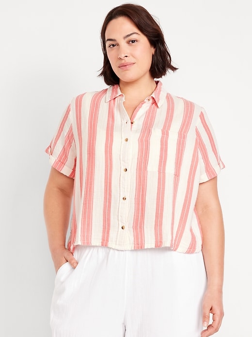 Image number 2 showing, Crinkle Gauze Button-Down Striped Shirt