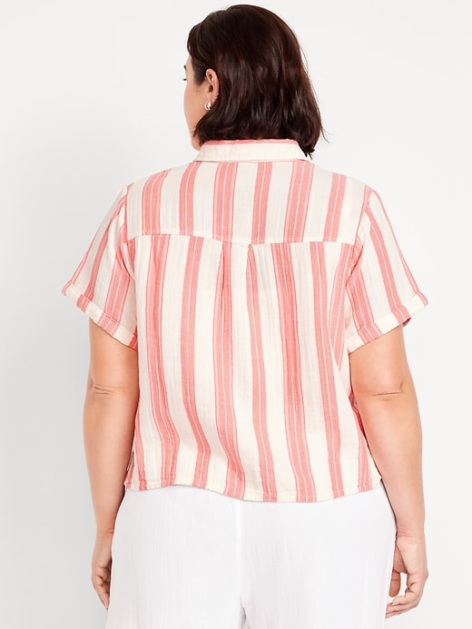 Image number 3 showing, Crinkle Gauze Button-Down Striped Shirt