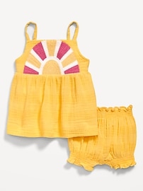 Image number 2 showing, Sleeveless Double-Weave Top and Shorts Set for Baby