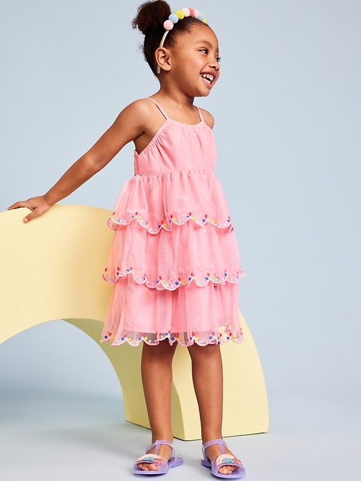 View large product image 1 of 5. Birthday Sleeveless Tulle Fit and Flare Dress for Toddler Girls