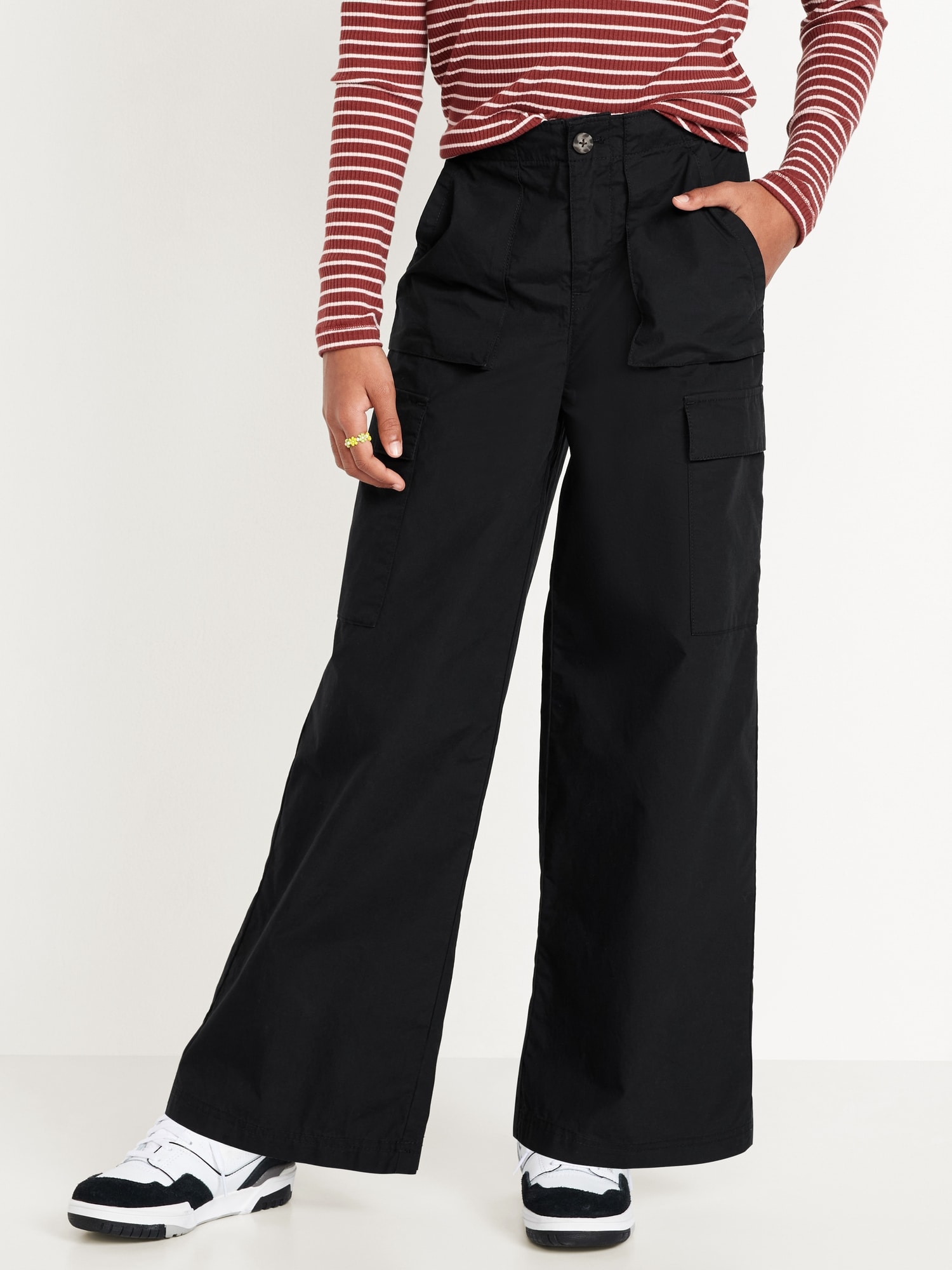 Loose Poplin Cargo Pants for Girls