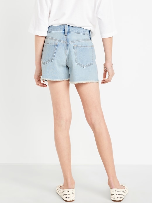 View large product image 2 of 5. High-Waisted Embroidered Frayed-Hem Jean Shorts for Girls