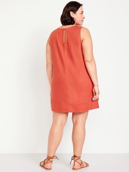 Image number 7 showing, Sleeveless Linen-Blend Mini Shift Dress