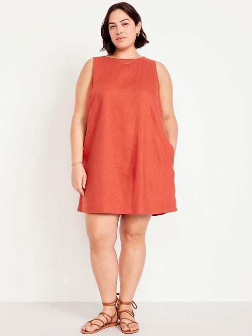 Image number 6 showing, Sleeveless Linen-Blend Mini Shift Dress