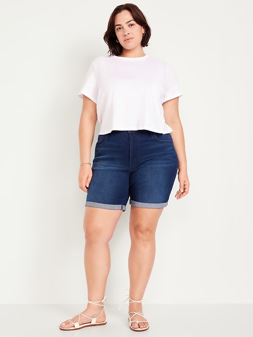 Image number 6 showing, High-Waisted Wow Jean Shorts -- 7-inch inseam