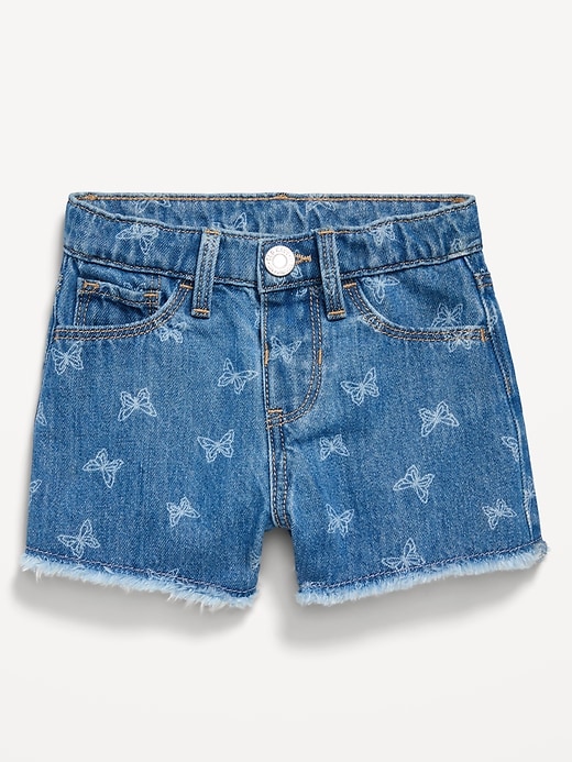 View large product image 1 of 1. Embroidered Frayed-Hem Jean Shorts for Toddler Girls