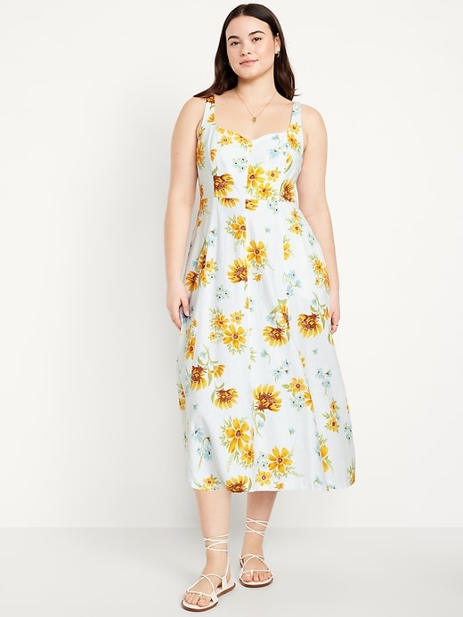 Image number 4 showing, Fit & Flare Sleeveless Linen-Blend Midi Dress