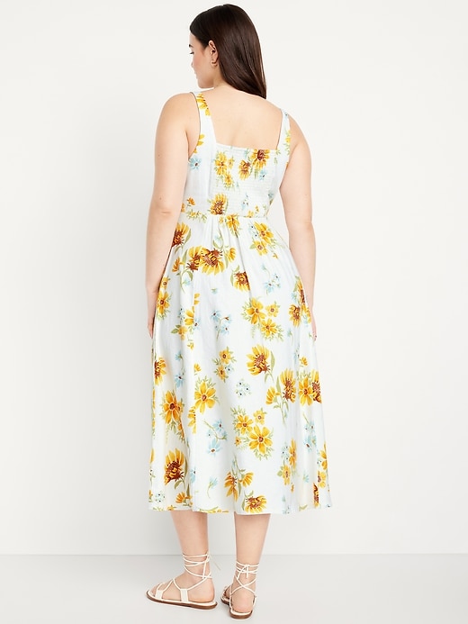 Image number 5 showing, Fit & Flare Sleeveless Linen-Blend Midi Dress