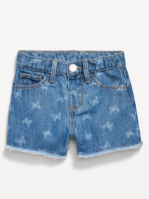 Embroidered Frayed-Hem Jean Shorts for Toddler Girls