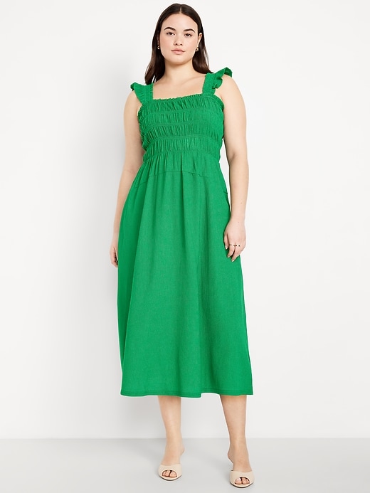 Image number 4 showing, Fit & Flare Lightweight Smocked Midi Dress