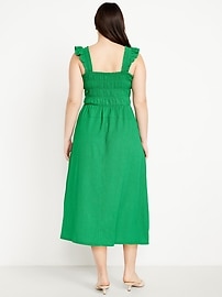 Fit & Flare Lightweight Smocked Gingham Midi Dress