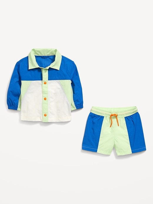 View large product image 2 of 2. Color-Block Jacket and Shorts Set for Baby