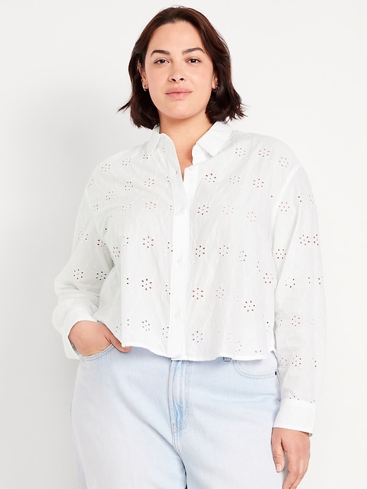 Image number 7 showing, Button-Down Crop Shirt