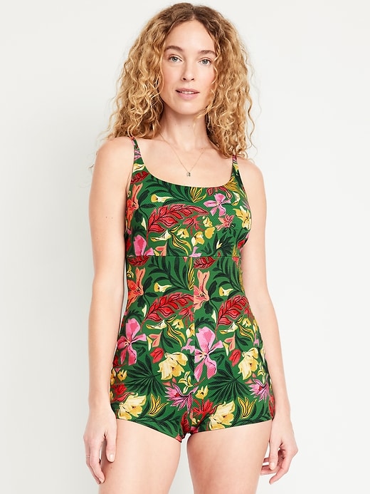 Image number 1 showing, Textured Swim Romper -- 2.5-inch inseam