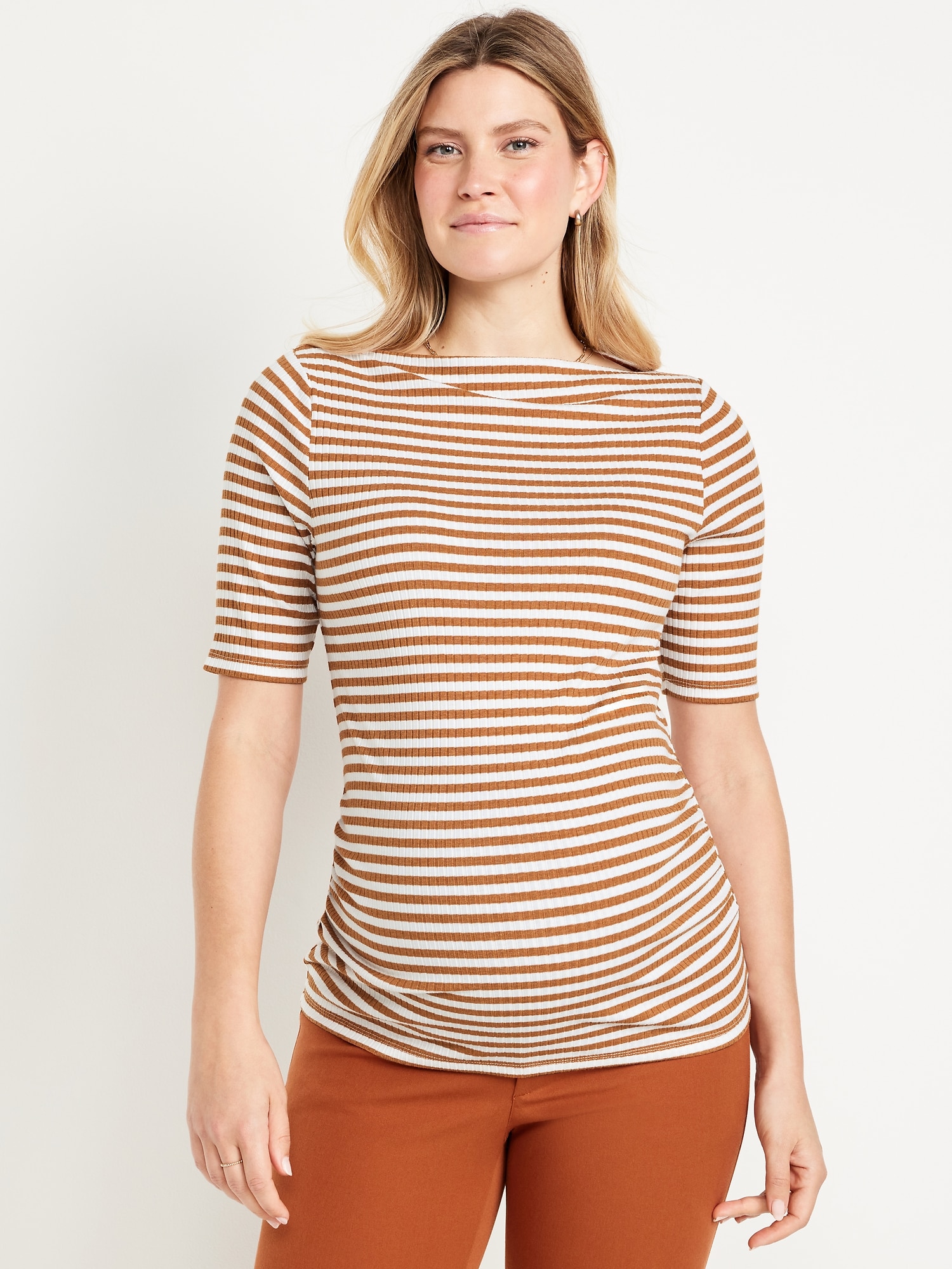 Maternity Slit-Neck Ribbed Top