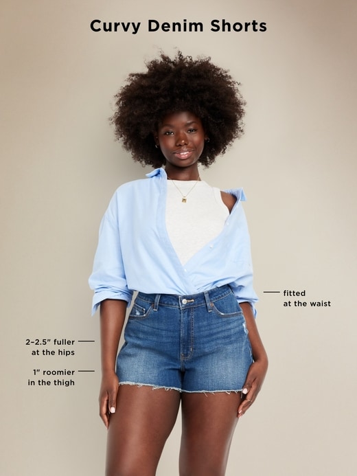 Image number 8 showing, Curvy High-Waisted OG Jean Cut-Off Shorts -- 5-inch inseam