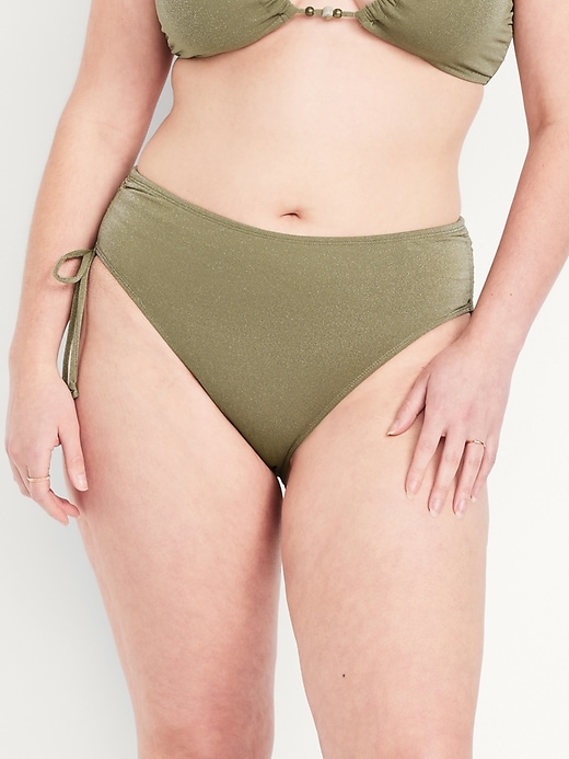 Image number 5 showing, Mid-Rise Side-Tie Shine Bikini Swim Bottoms