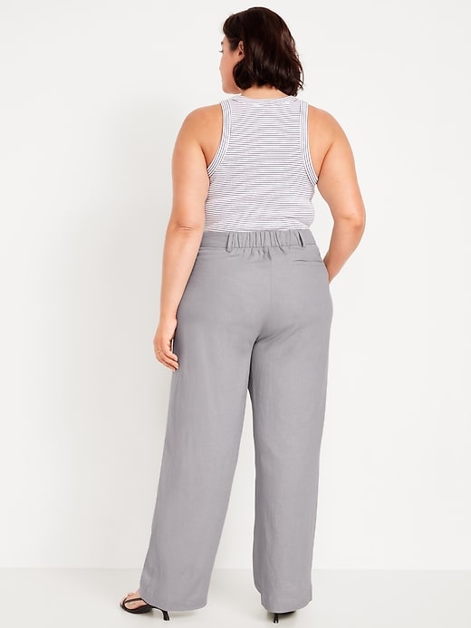 Image number 7 showing, Extra High-Waisted Linen-Blend Wide-Leg Trouser Pants