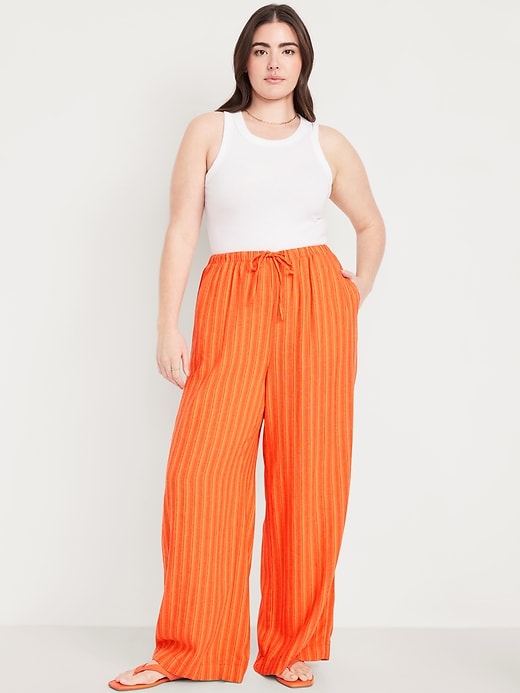 Image number 4 showing, High-Waisted Linen-Blend Super Wide-Leg Pants