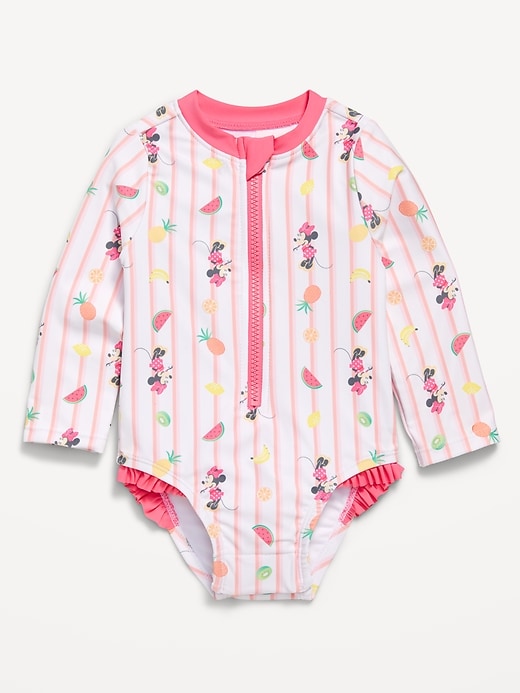 View large product image 1 of 2. Disney© Minnie Mouse Zip-Front Rashguard One-Piece Swimsuit for Baby