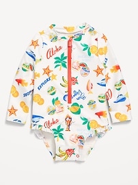 L'image numéro 1 présente Maillot de bain anti-UV une-pièce à motif avec glissière sur le devant