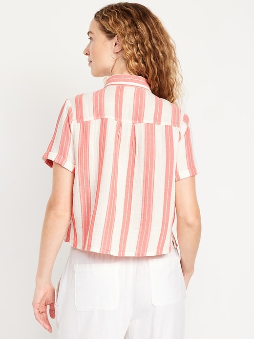 Image number 2 showing, Crinkle Gauze Button-Down Striped Shirt