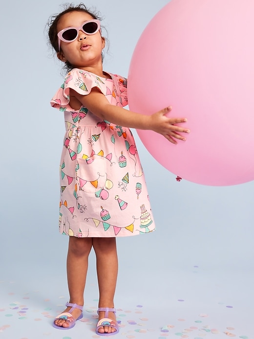 View large product image 1 of 5. Birthday Flutter-Sleeve Fit and Flare Dress for Toddler Girls