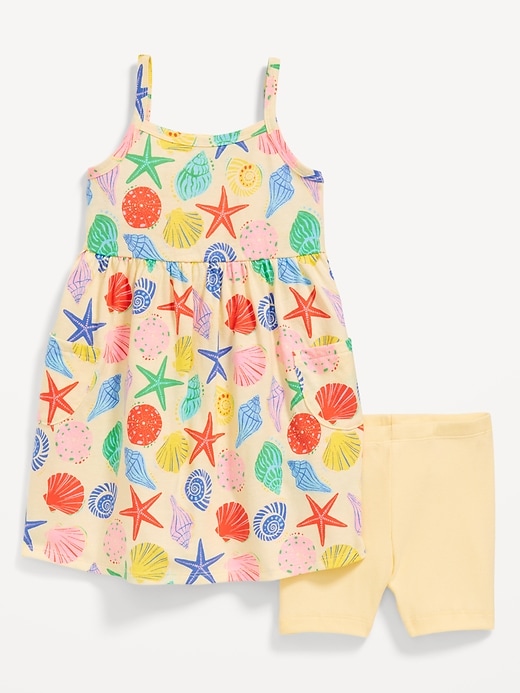 View large product image 1 of 2. Printed Sleeveless Dress and Biker Shorts Set for Toddler Girls