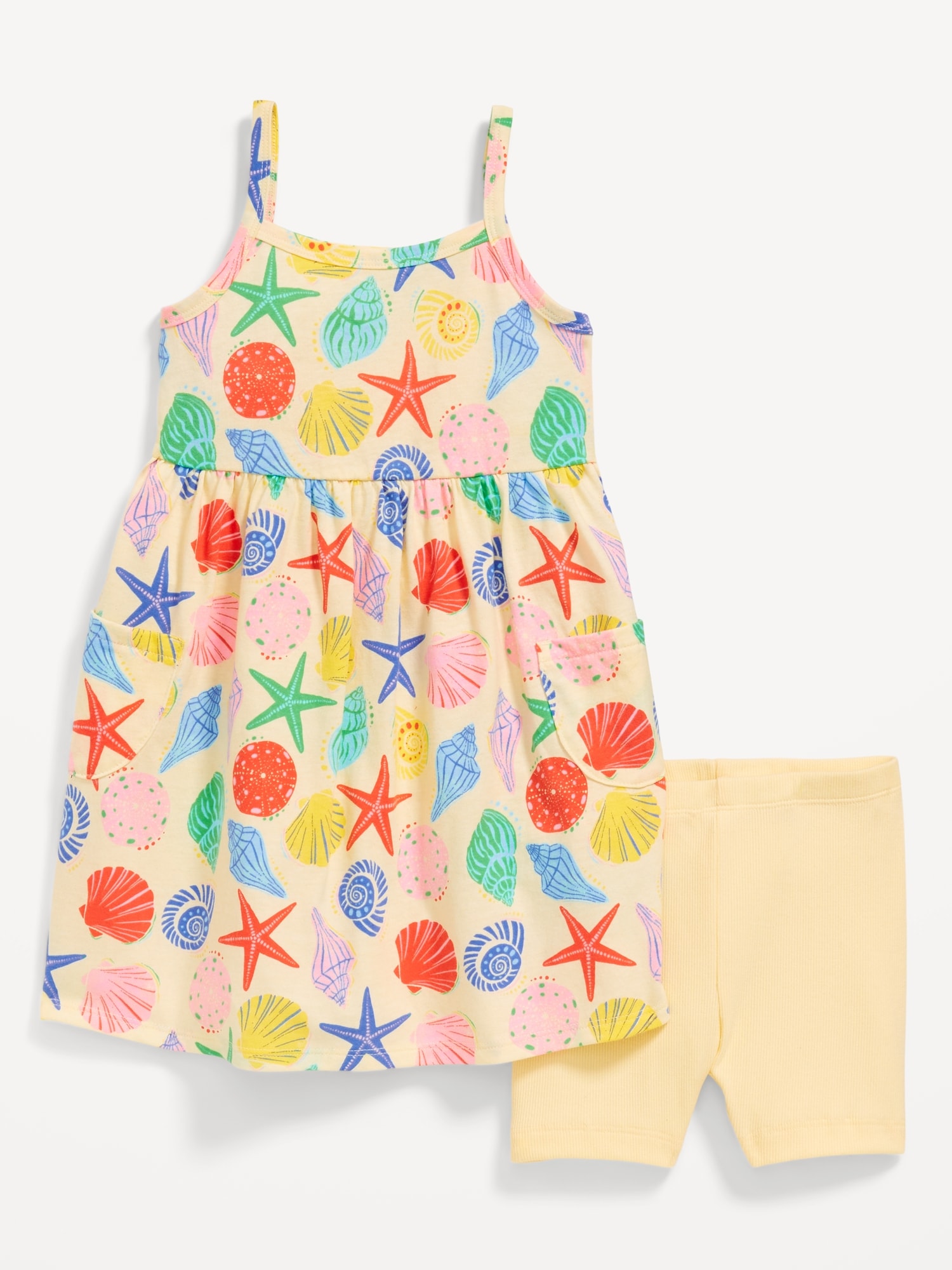 Ensemble robe sans manches à motif et cuissard pour toute-petite fille