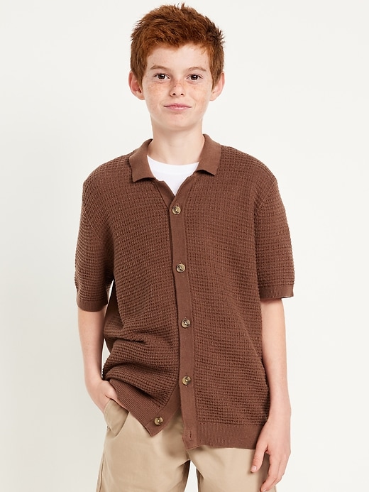 View large product image 1 of 3. Sweater-Knit Button-Front Shirt for Boys