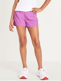 View large product image 3 of 4. High-Waisted Dolphin-Hem Run Shorts for Girls