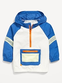 Image number 1 showing, Half-Zip Mesh-Trim Hooded Jacket for Toddler Boys