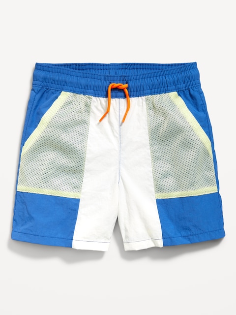 Color-Block Mesh-Pocket Shorts for Toddler Boys