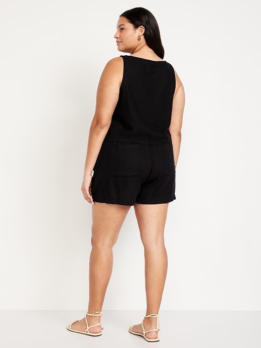 Image number 7 showing, High-Waisted Linen-Blend Shorts -- 3.5-inch inseam