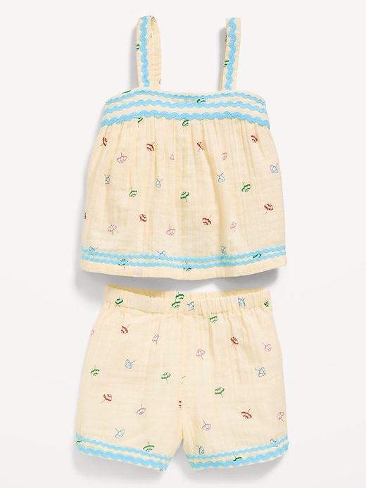 Image number 3 showing, Printed Double-Weave Cami Top and Shorts Set for Toddler Girls