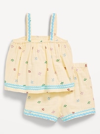 Image number 2 showing, Printed Double-Weave Cami Top and Shorts Set for Toddler Girls
