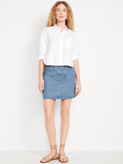 Mid-Rise Wow Jean Mini Skirt