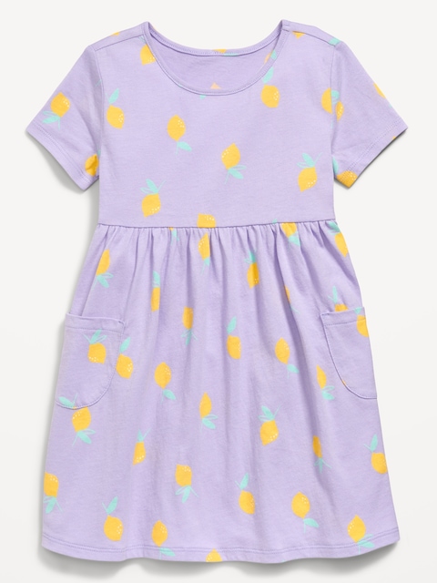 Robe à manches courtes en tricot de jersey à motif pour toute-petite fille