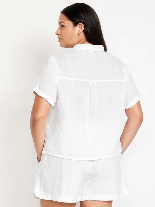 Image number 7 showing, Crinkle Gauze Loose Button-Down Shirt